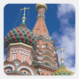 Pegatina Cuadrada Rusia, Moscú, Plaza Roja. St. Basil 5