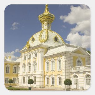 Pegatina Cuadrada Rusia. Petrodvorets. Palacio Peterhof. Pedro el 5