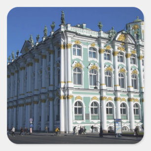 Pegatina Cuadrada Rusia, San Petersburgo, Winter Palace, Los 4