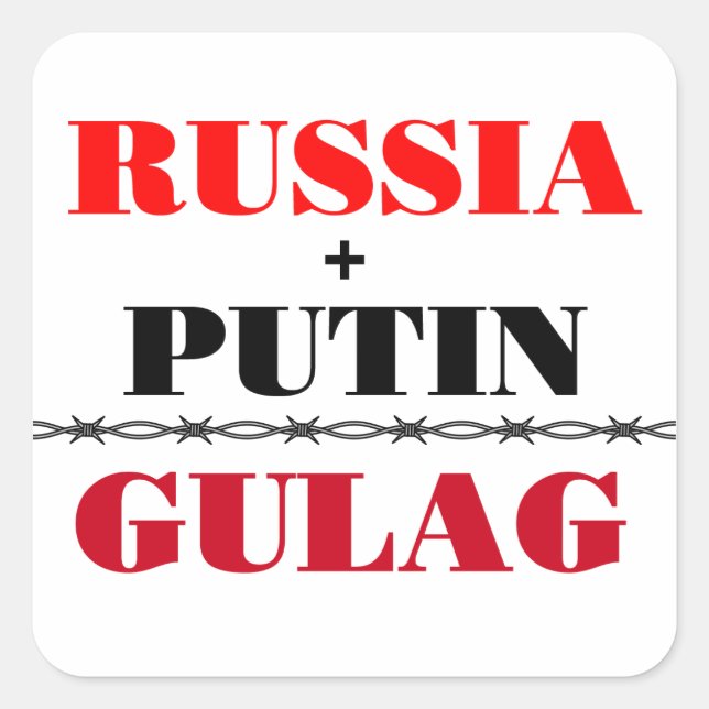 Pegatina Cuadrada Rusia y Putin (Anverso)