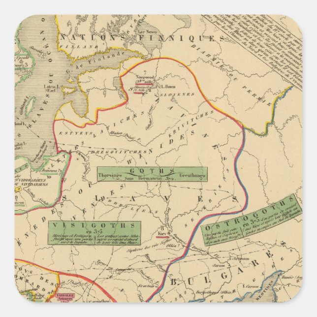 Pegatina Cuadrada Ruso, Ante, noruego (Anverso)