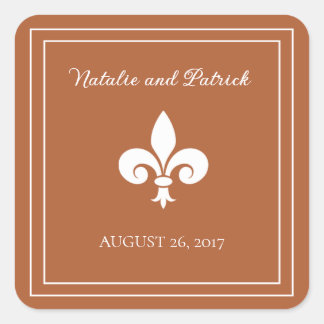Pegatina Cuadrada Rust Fleur de Lis Wedding Stickers