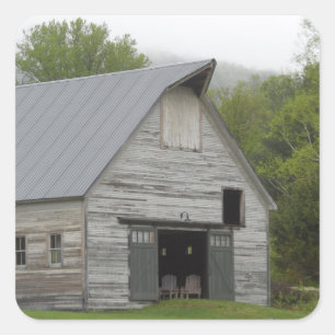 Pegatina Cuadrada Rustic Barn-Vermont