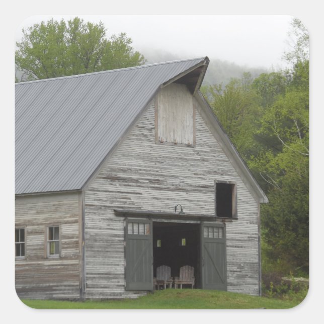 Pegatina Cuadrada Rustic Barn-Vermont (Anverso)