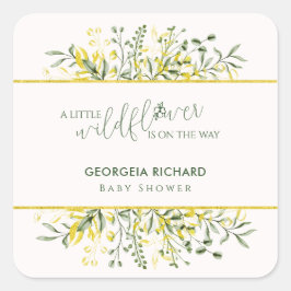 Pegatina Cuadrada Rustic Golden Frame Wildflower on the way  Sticker