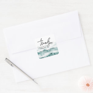 Pegatina Cuadrada Rustic Mountain Gracias Boda