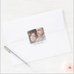 Pegatina Cuadrada Rustic Mountain Watercolor Photo Save the Date<br><div class="desc">Rustic Mountain Watercolor Photo Save the Date Square Pegatina</div>