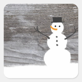 Pegatina Cuadrada Rustic Snowman