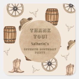 Pegatina Cuadrada Rustic western cowboy you are wanted birthday 