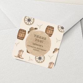 Pegatina Cuadrada Rustic western cowboy you are wanted birthday 