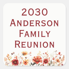 Pegatina Cuadrada Rustic Wildflower Family Reunion