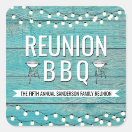 Pegatina Cuadrada Rústica anual de barbacoa de parrilladas de Reunió