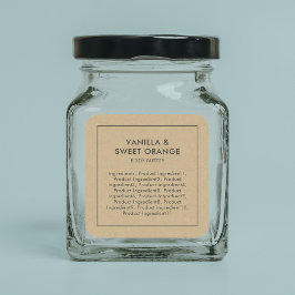 Pegatina Cuadrada Rústica Lista de borde gris de ingredientes Etique