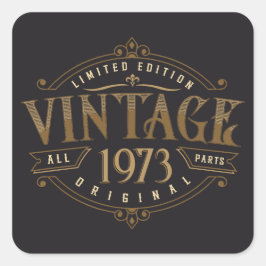 Pegatina Cuadrada Rústica vintage 1973