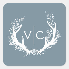 Pegatina Cuadrada Rústicas anhelas con flor | BODA