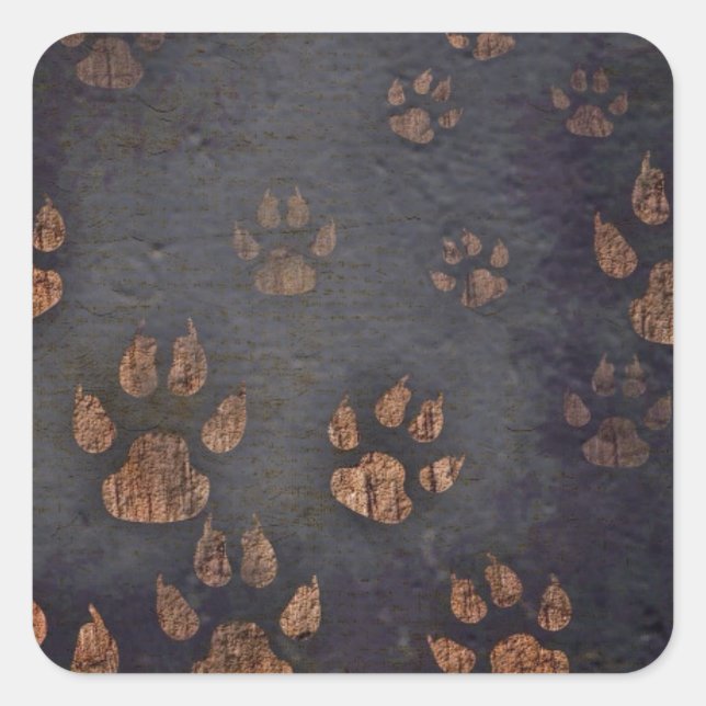 Pegatina Cuadrada Rústico patrón de pata negra (Anverso)