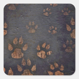 Pegatina Cuadrada Rústico patrón de pata negra