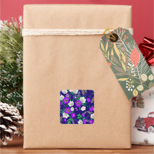 Pegatina Cuadrada Rústico Primavera Pansy Flores Bouquet