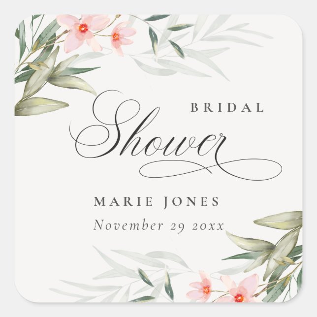 Pegatina Cuadrada Rústico ramo floral de vegetación para despedida d (Anverso)