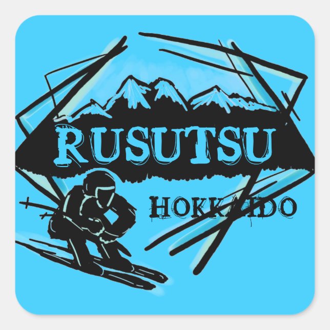 Pegatina Cuadrada Rusutsu Hokkaido pegatinas del logo de Japón para  (Anverso)