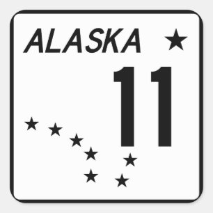 Pegatina Cuadrada Ruta 11 del estado de Alaska
