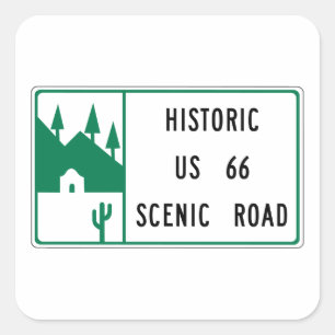 Pegatina Cuadrada Ruta 66 - Camino escénico de los E.E.U.U. 66