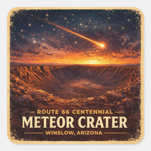 Pegatina Cuadrada Ruta 66 Paisaje del cráter del meteorito del Cente