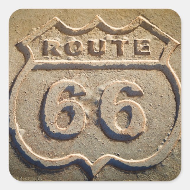 Pegatina Cuadrada Ruta 66, símbolo histórico, Arizona (Anverso)