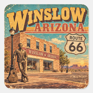 Pegatina Cuadrada Ruta 66 Winslow Arizona Vintage Calle Principal
