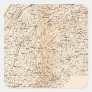 Pegatina Cuadrada Ruta, campaña de Gettysburg
