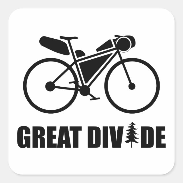 Pegatina Cuadrada Ruta de la Gran División de Bikepacking (Anverso)
