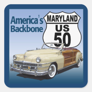 Pegatina Cuadrada Ruta de Maryland US 50
