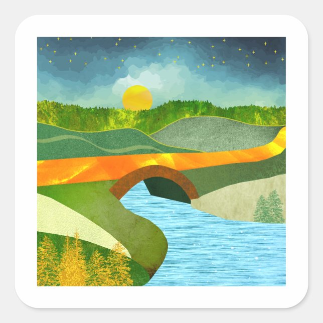 Pegatina Cuadrada Ruta de Oro (Anverso)