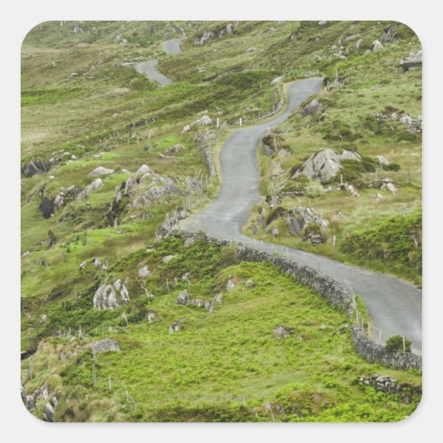 Pegatina Cuadrada Ruta entre Ballaghacahreen y Caherkeen. (Anverso)