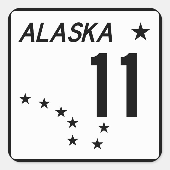 Pegatina Cuadrada Ruta Estatal de Alaska 11 (Anverso)