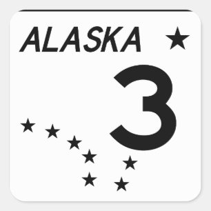Pegatina Cuadrada Ruta Estatal de Alaska 3