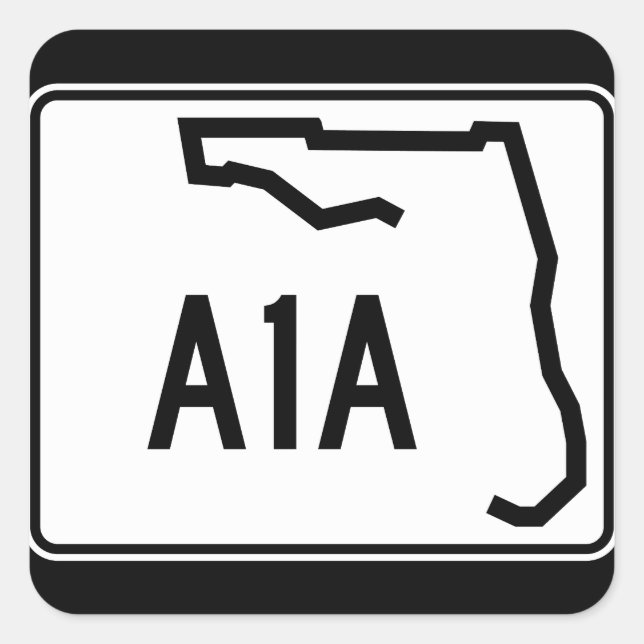 Pegatina Cuadrada Ruta Estatal de Florida A1A (Anverso)