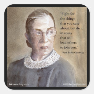 Pegatina Cuadrada Ruth Bader Ginsburg & Cita