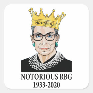 Pegatina Cuadrada Ruth, célebre RBG, Ruth Bader Ginsburg