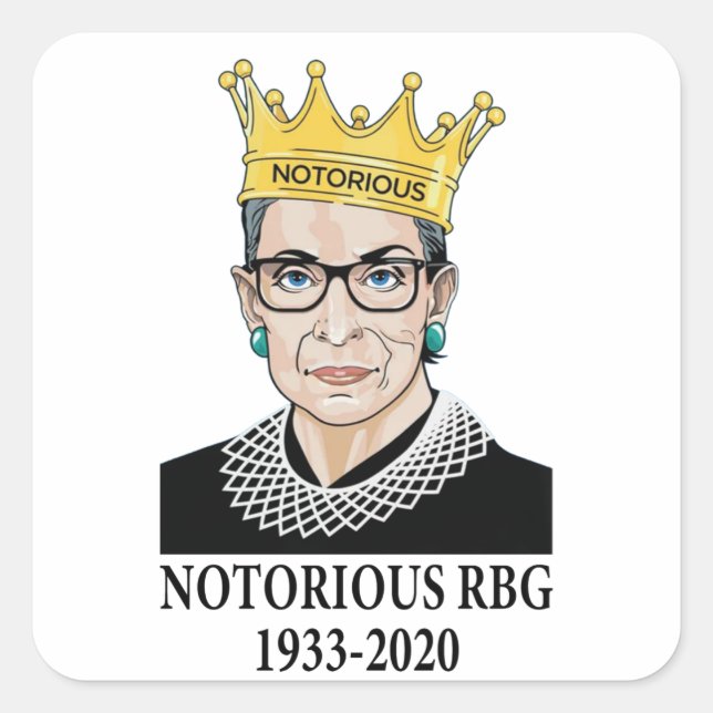 Pegatina Cuadrada Ruth, célebre RBG, Ruth Bader Ginsburg (Anverso)