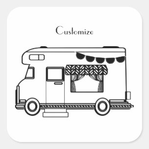 Pegatina Cuadrada RV Camper Caravana Thunder_Cove