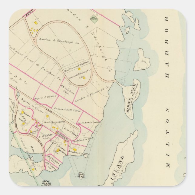 Pegatina Cuadrada Rye, Nueva York (Anverso)