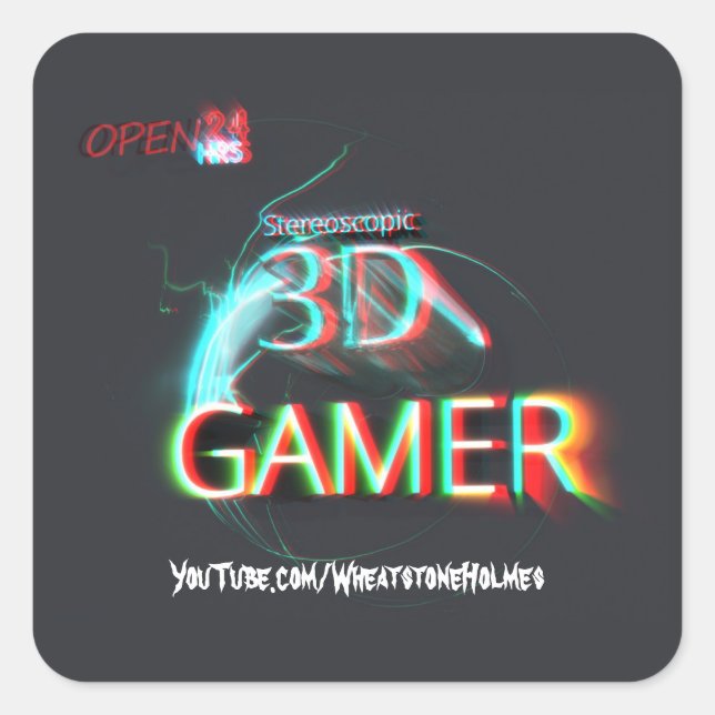 Pegatina Cuadrada S3D Gamer (Anverso)
