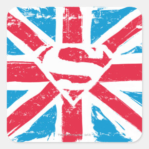 Pegatina Cuadrada S-Escudo gastado sobre bandera