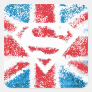 Pegatina Cuadrada S-Escudo texturizado sobre bandera