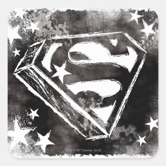 Pegatina Cuadrada S-Shield con estrellas (Anverso)