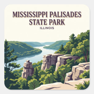 Pegatina Cuadrada Sabana del Parque Estatal Mississippi Palisades Il