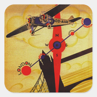 Pegatina Cuadrada Sabena Art Deco Compass