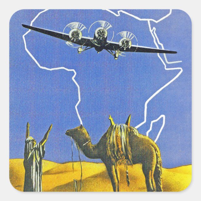 Pegatina Cuadrada Sabena ~ Congo belga (Anverso)