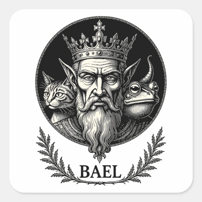 Pegatina Cuadrada Sabiduría de la Triple Mirada de Bael (Anverso)